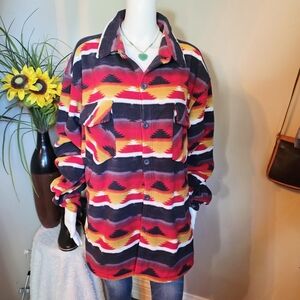 Outback Trading Company Colorful Southwestern Button-Up Shirt Jacket